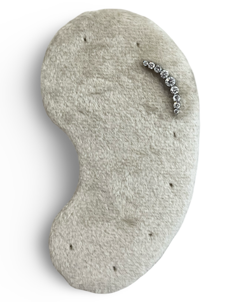 9-Gem long curved helix earring