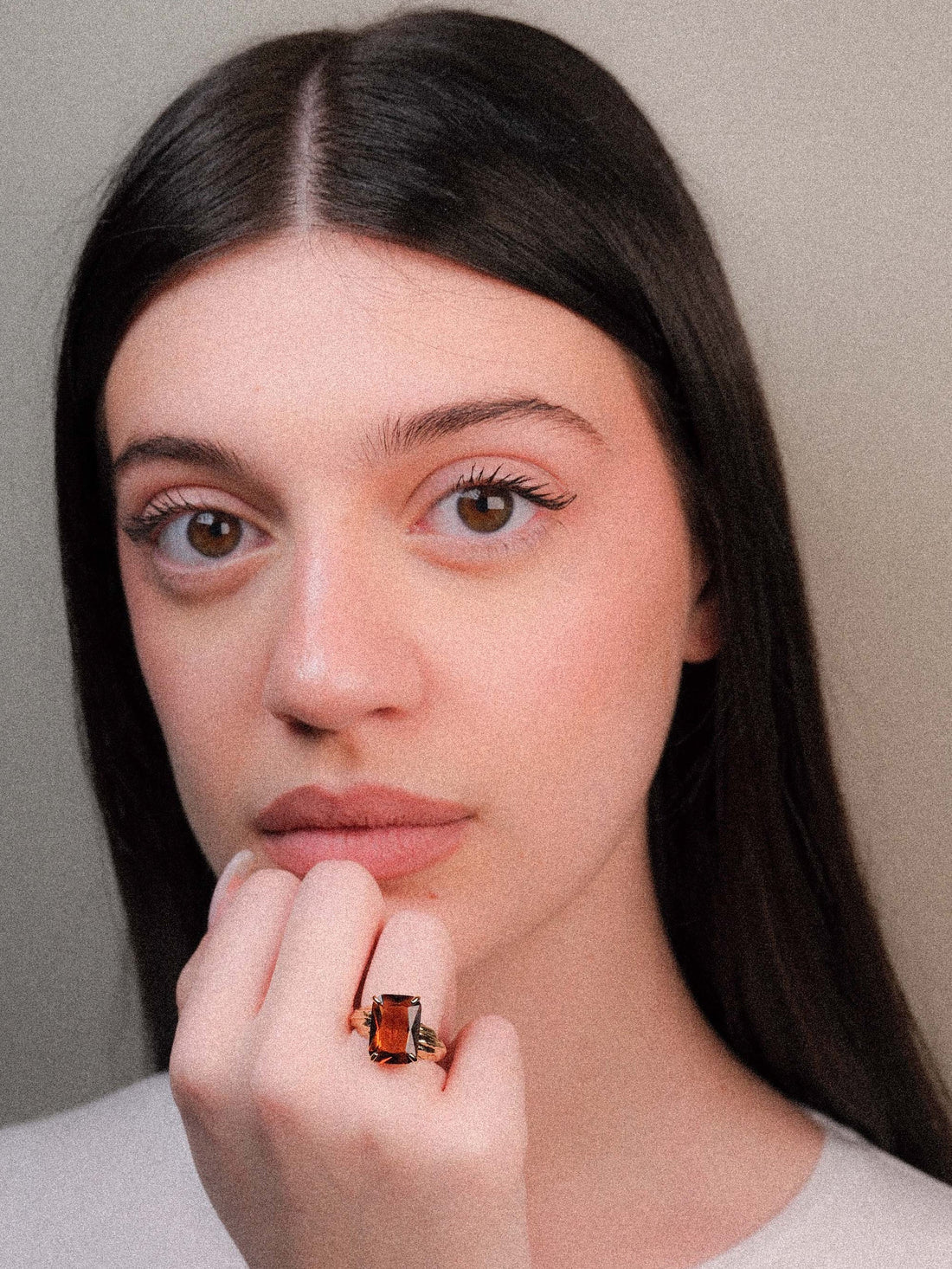 Gold Ring with Small Amber Stone