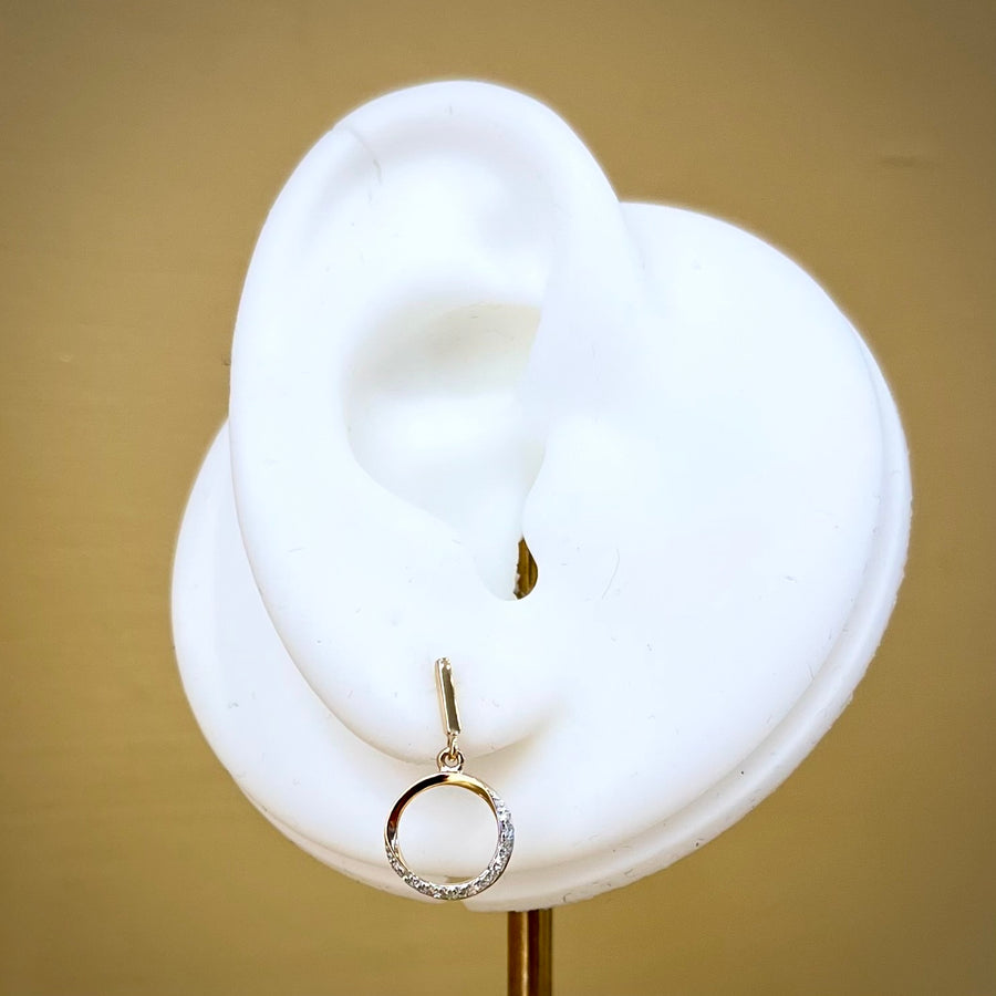 Diamond Circle Drop Earrings in 9ct Gold