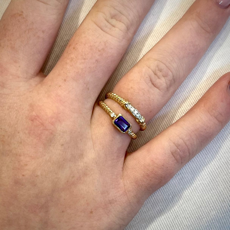 Twist Rope Diamond Accent Ring in 9ct Yellow Gold