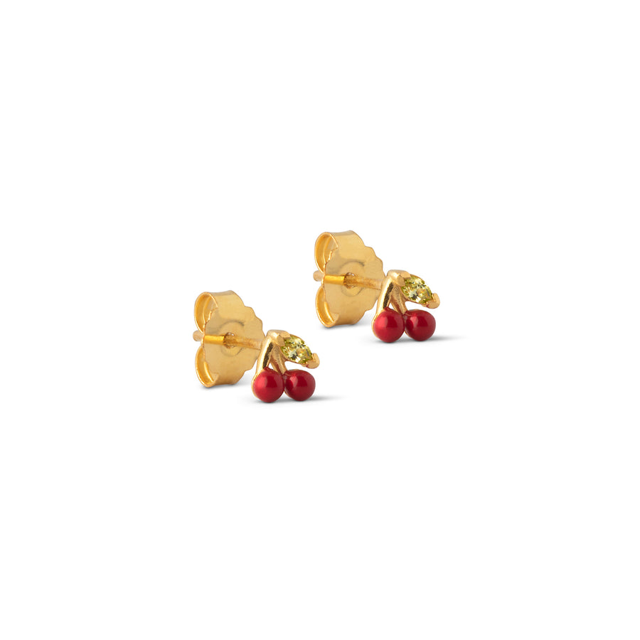 Cherry Red Stud Earrings
