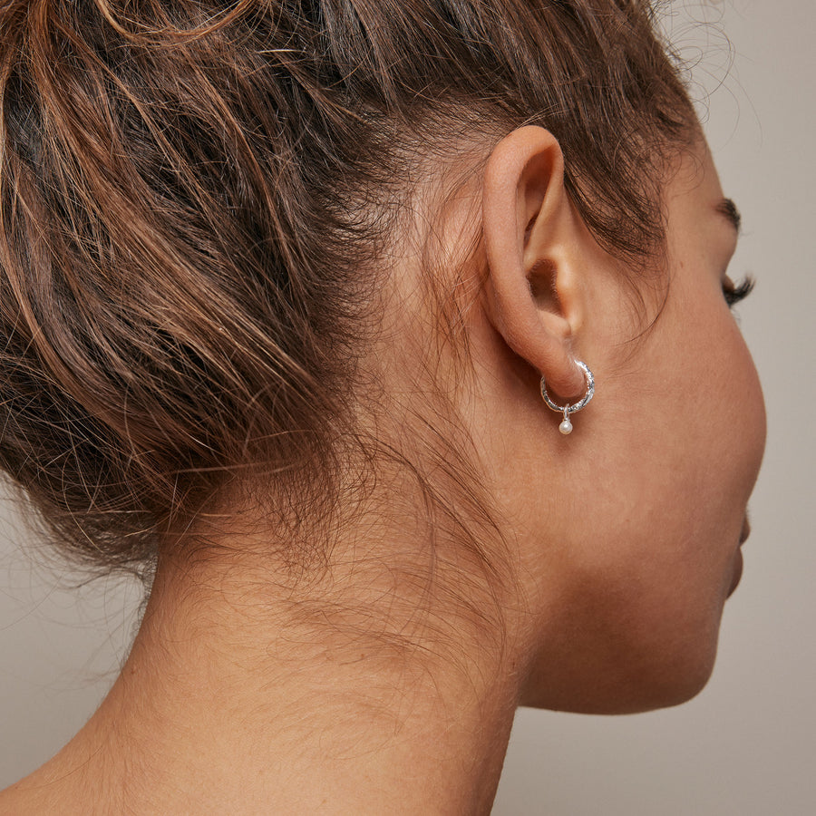 Belle Hoops Silver Pearl