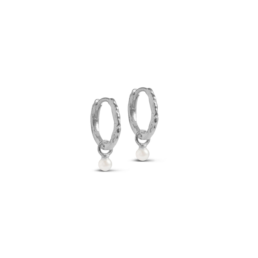 Belle Hoops Silver Pearl