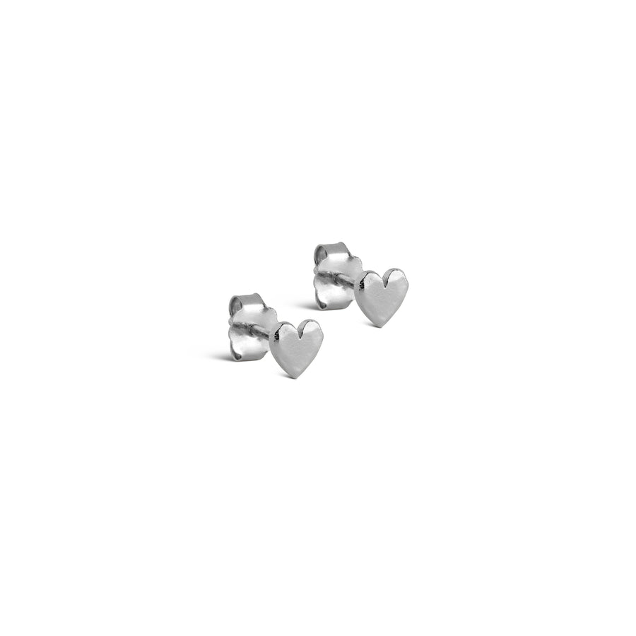 Heart Stud Earrings - Recycled Sterling Silver
