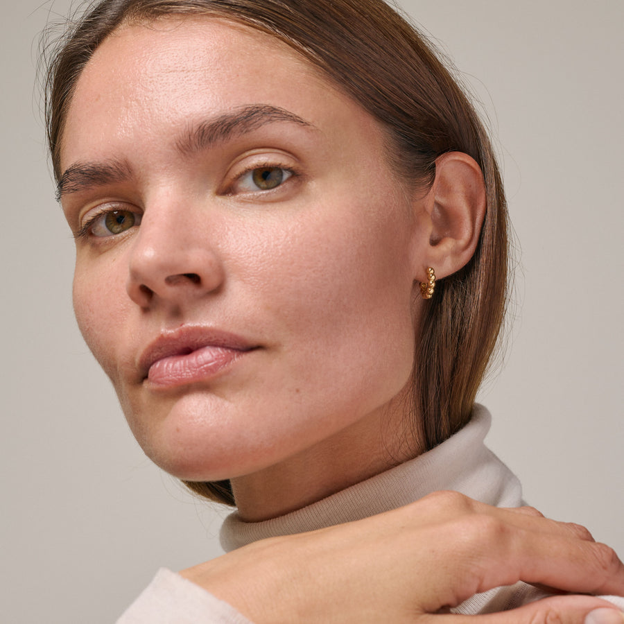 Ball Small Hoops - 18k Gold Plated Recycled Sterling Silver