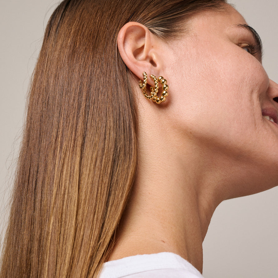 Ball Small Hoops - 18k Gold Plated Recycled Sterling Silver