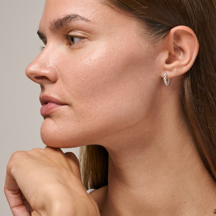 Ball Small Hoops - Recycled Sterling Silver