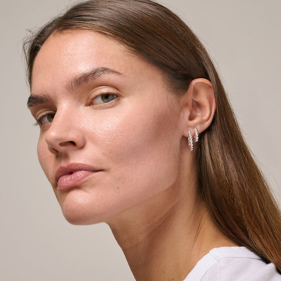 Ball Small Hoops - Recycled Sterling Silver