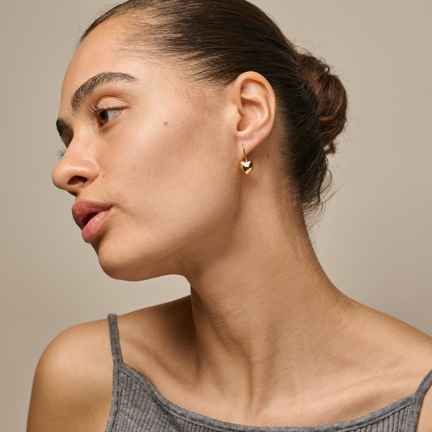 Poma Drop Heart Earrings- Gold Plated