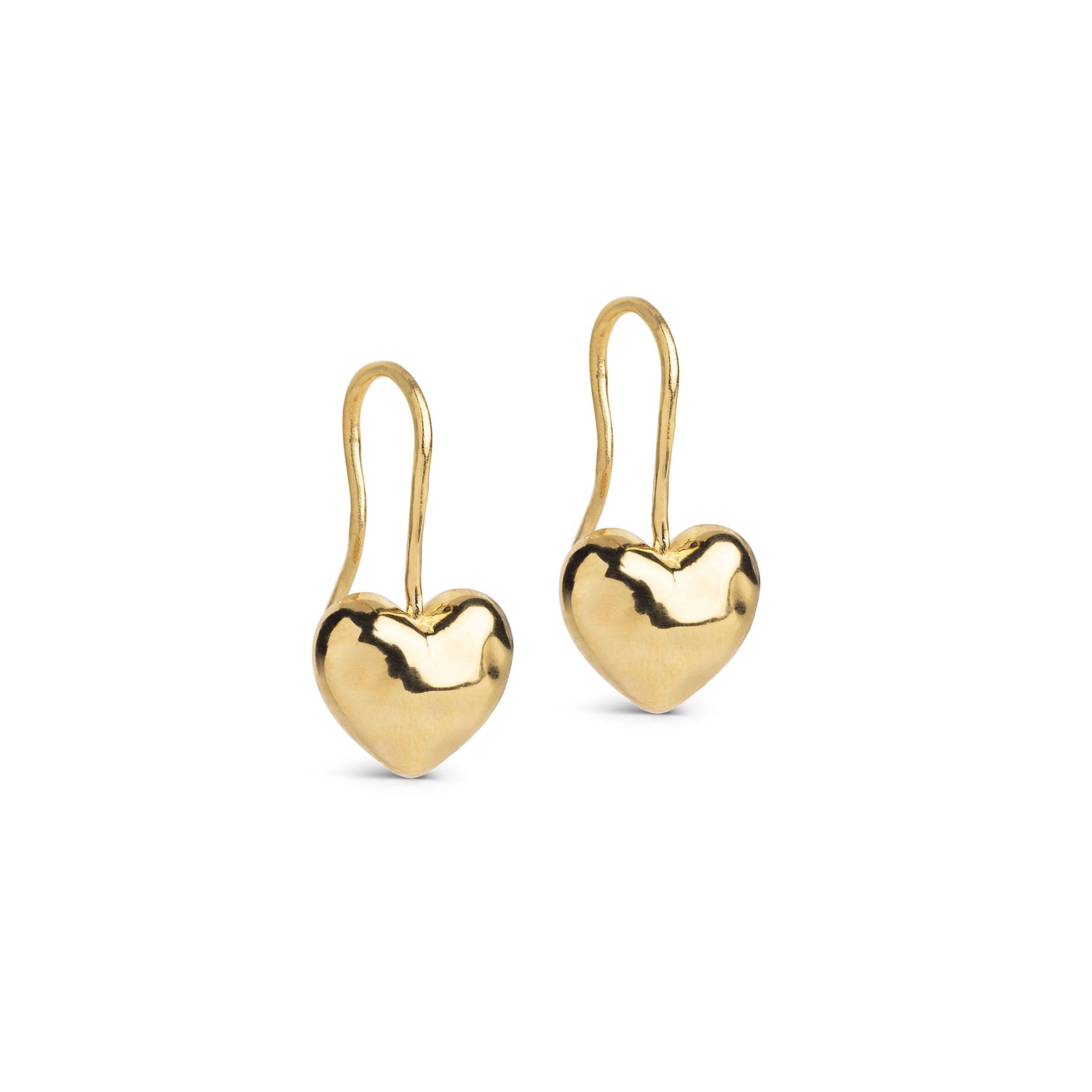 Poma Drop Heart Earrings- Gold Plated