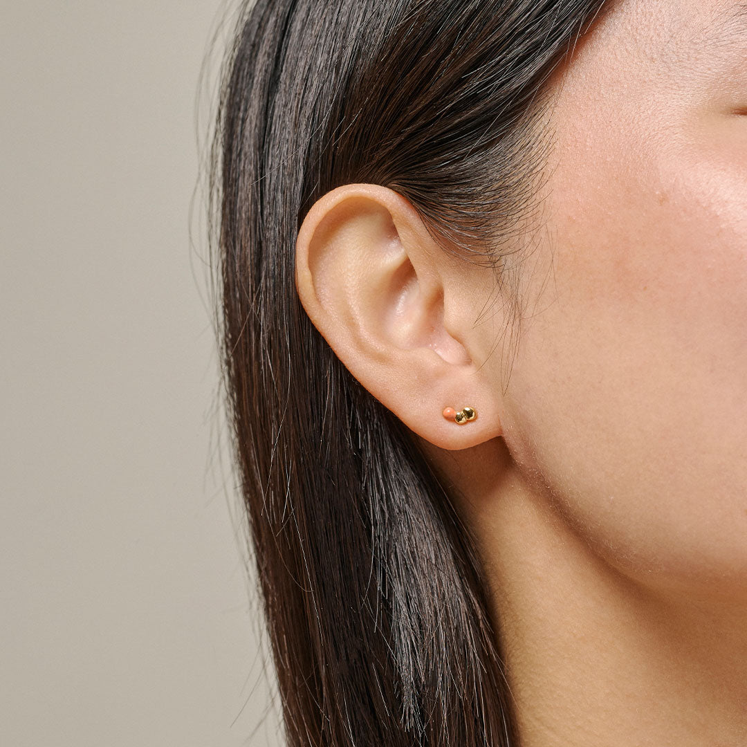 Nara Stud Earrings - Coral