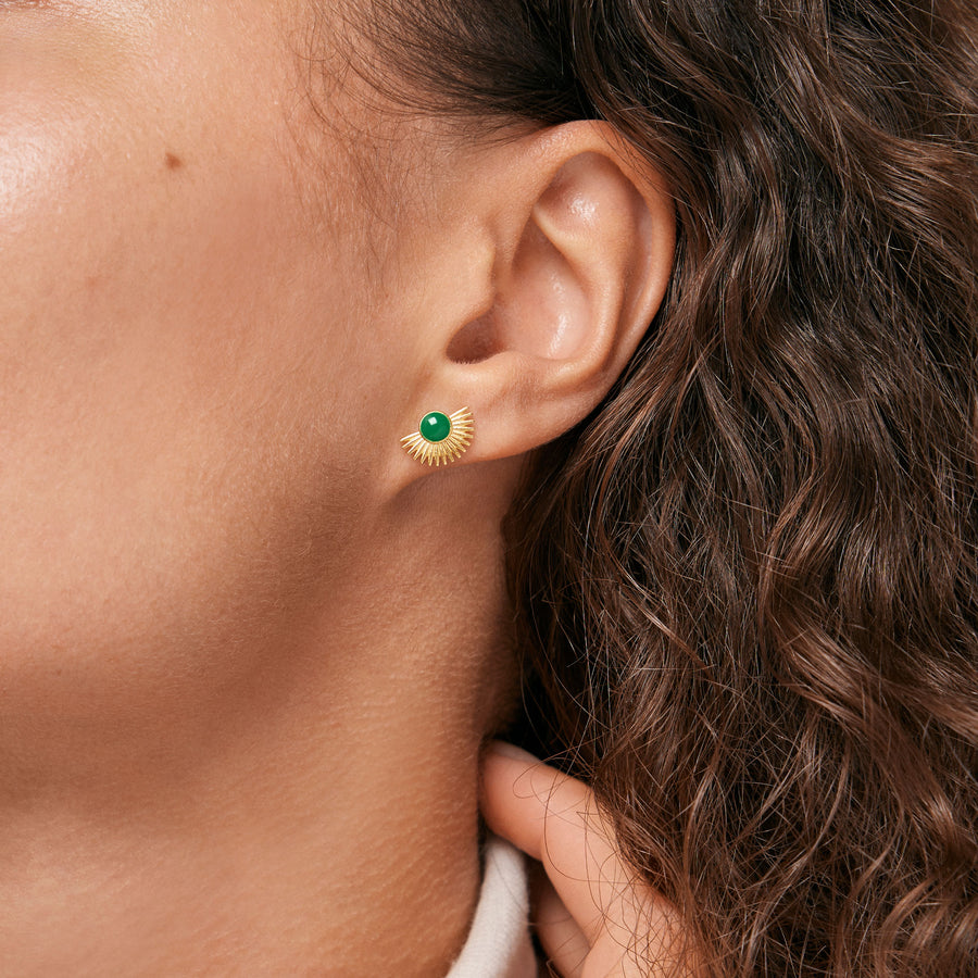 Soleil Stud Earringss -  Petrol Green