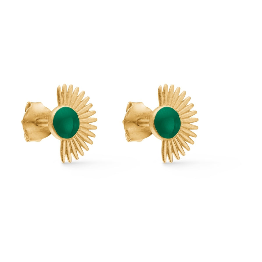Soleil Stud Earringss -  Petrol Green