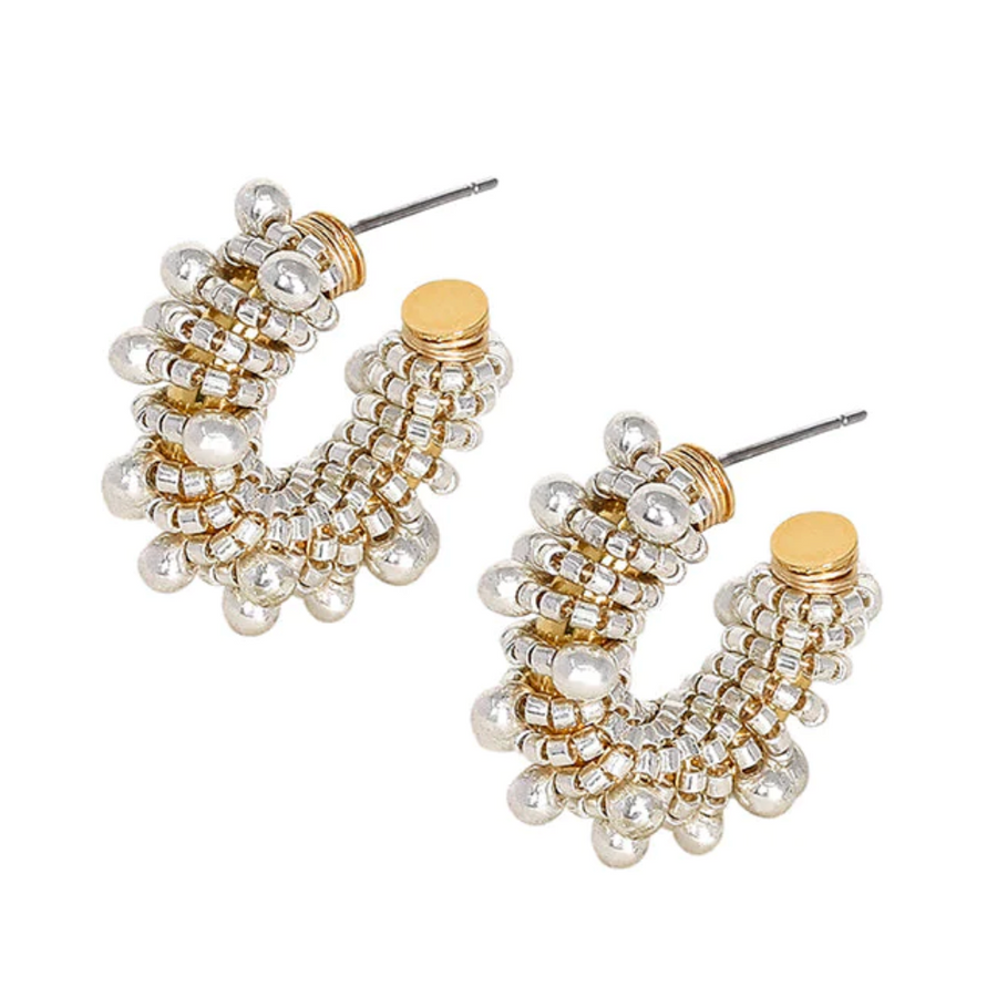 Erizo Earrings - Silver and Gold Colour