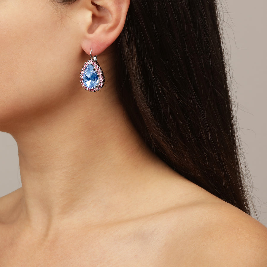 FIORA SS LIGHT BLUE/ROSE EARRINGS