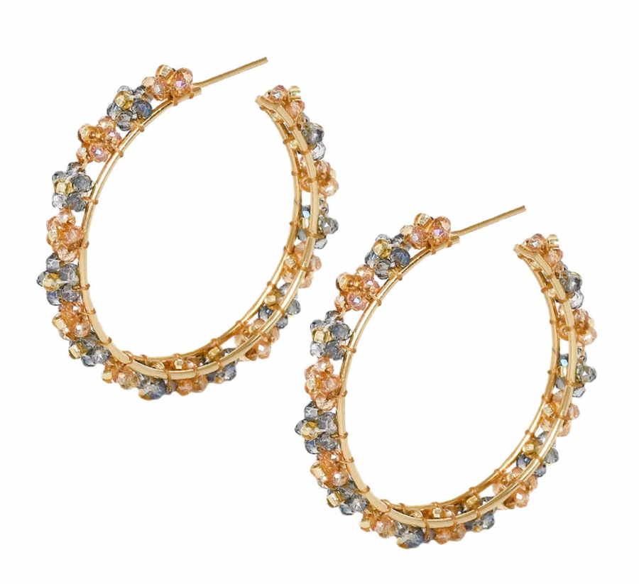 Fanzy Flower Earrings - Copper Gray Colour