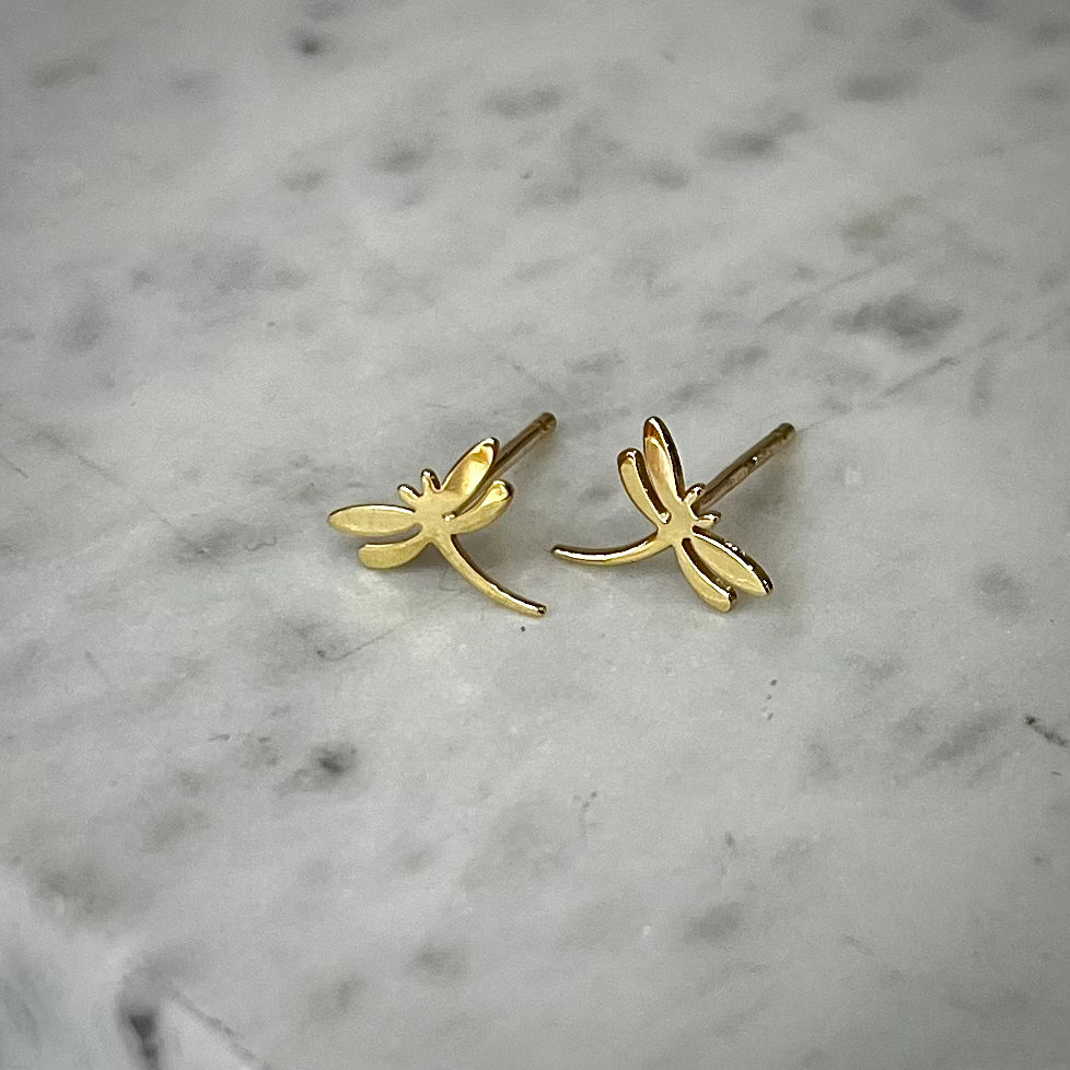 Dragon Fly Stud Earrings 9ct Gold