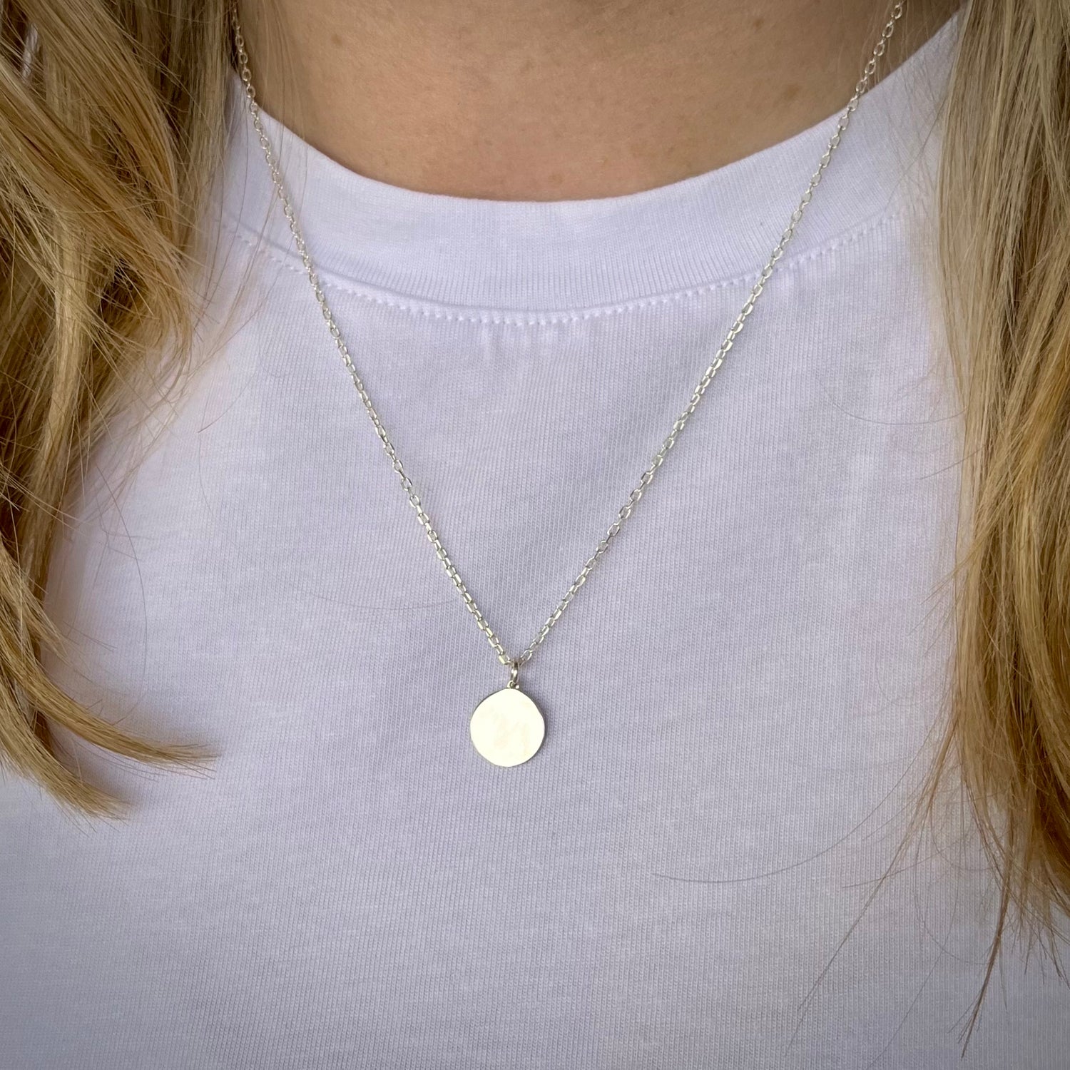 Silver Engravable Disc Necklace