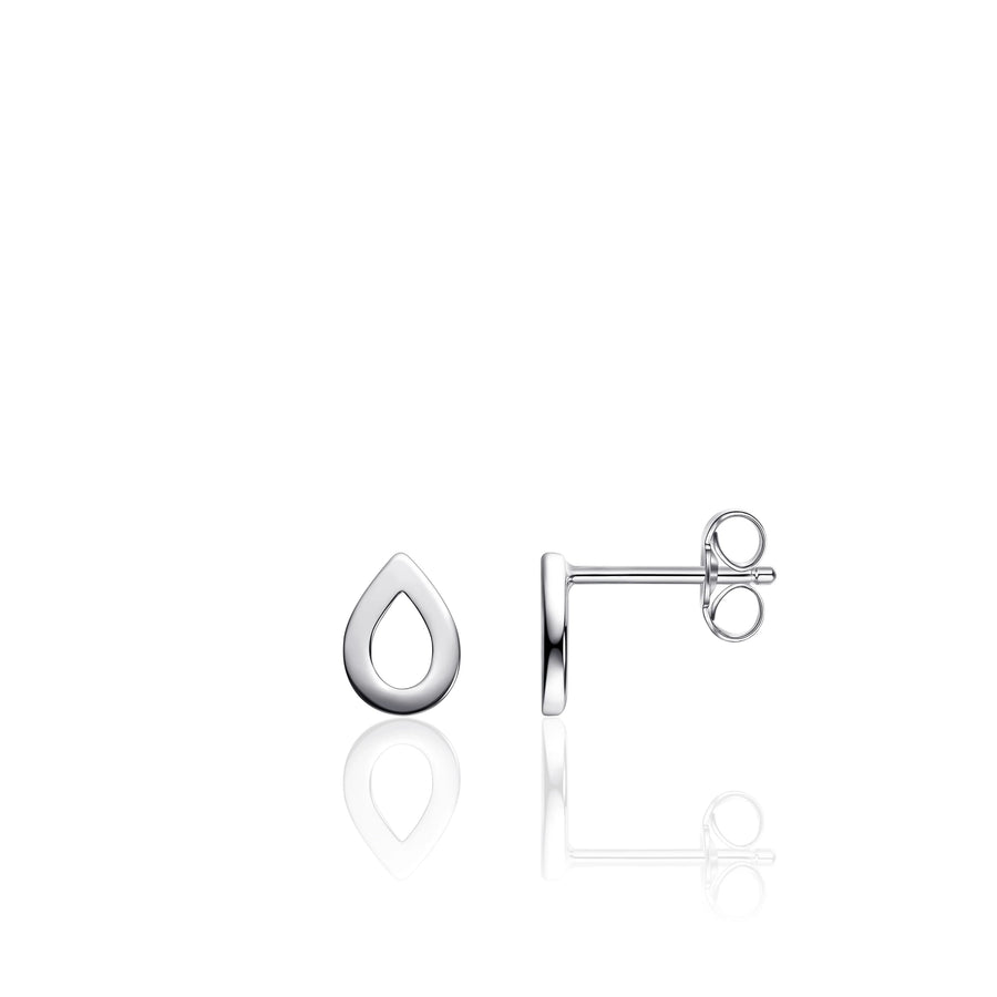 Silver Tiny Drop Ear Studs