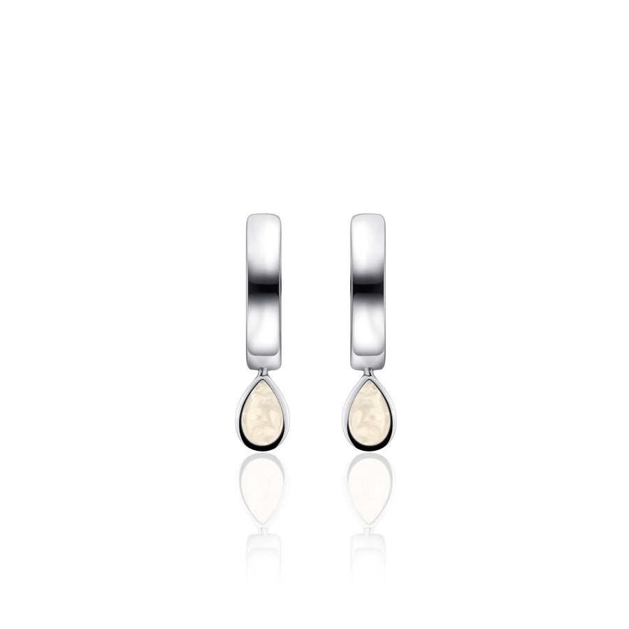 Silver Hoops with Mother of Pearl Charm