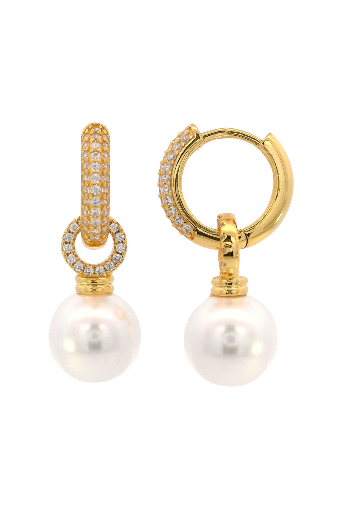 Adagio Duo Hoop Pearl Earring Gold