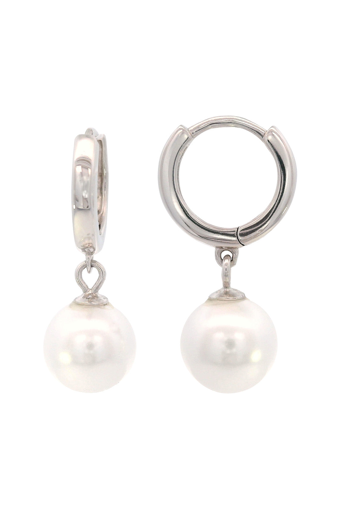 Adagio Nine-2-Five Pearl Hoop Earring Silver