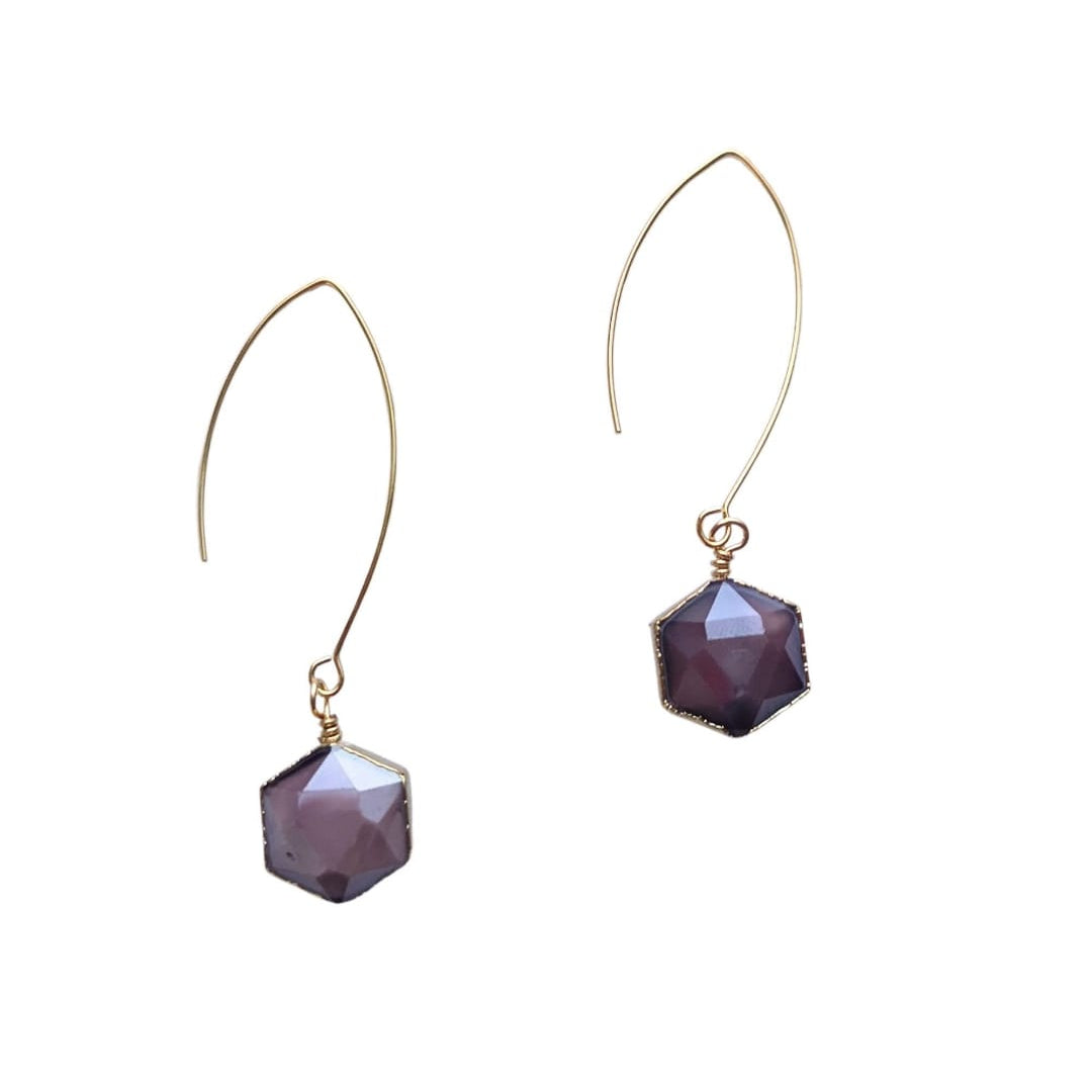 Brass Hexagon Earrings