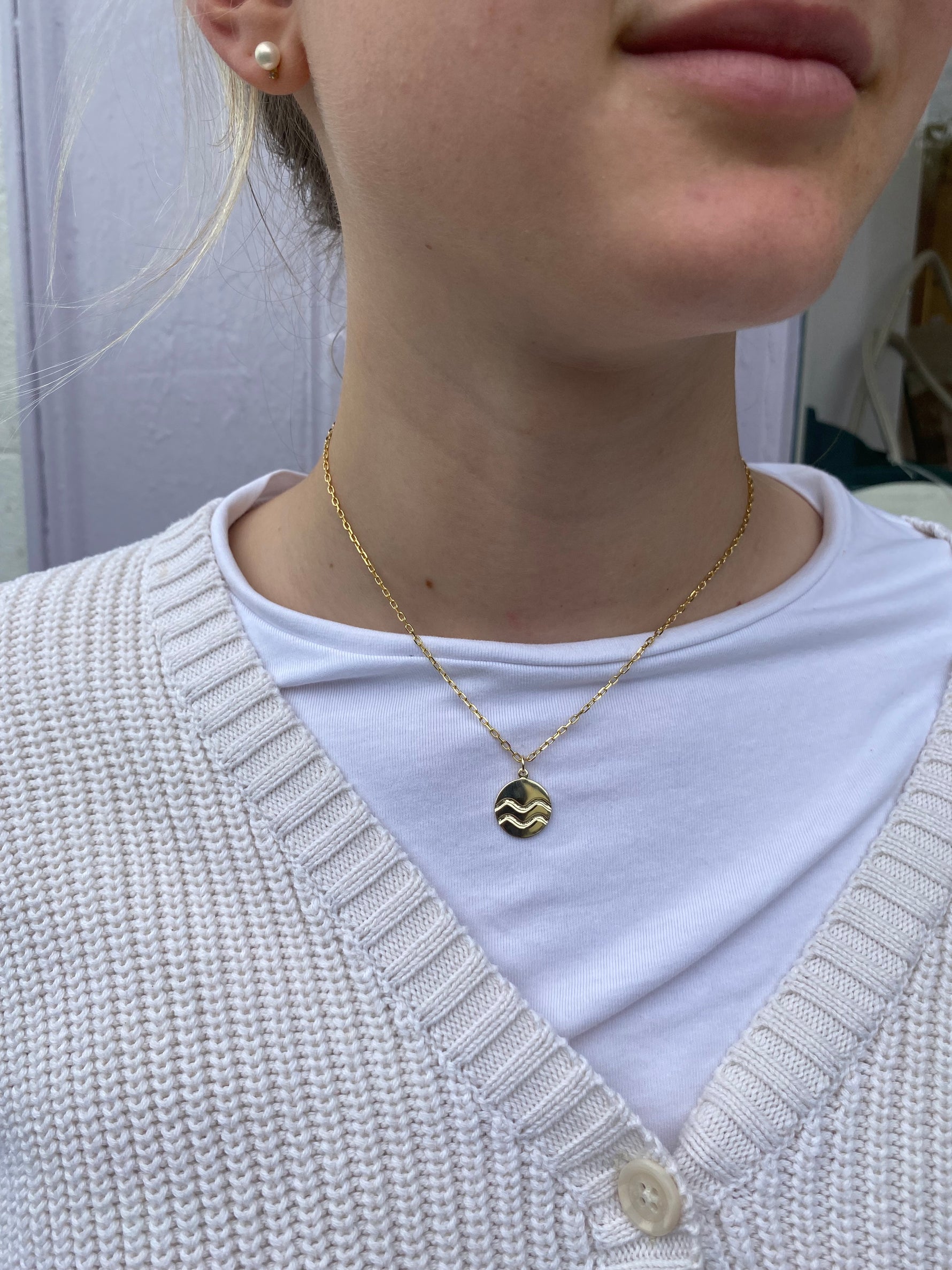 Waves necklace; 9ct Gold meaningful necklace