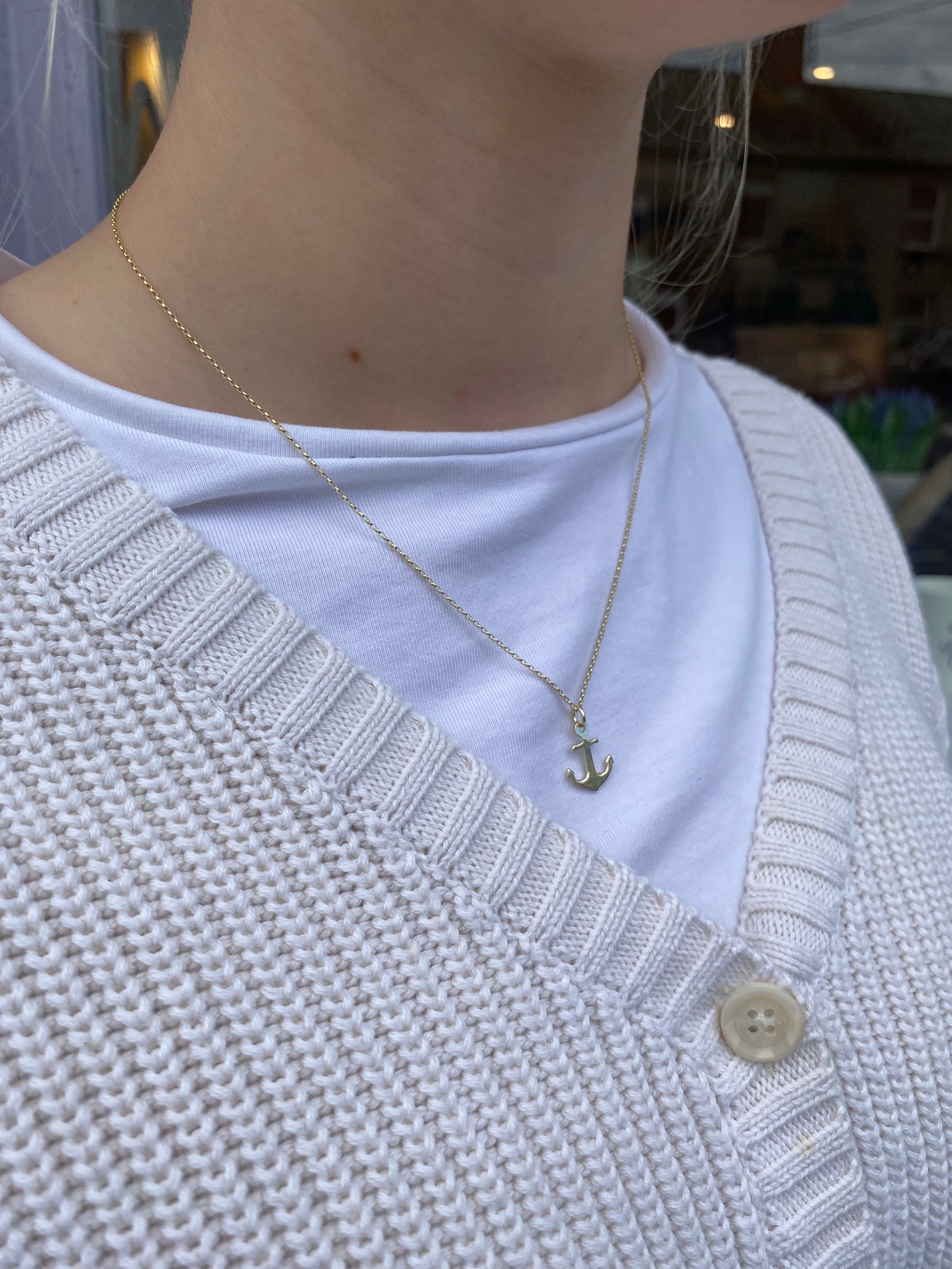 Anchor necklace; 9ct gold Anchor meaningful Necklace