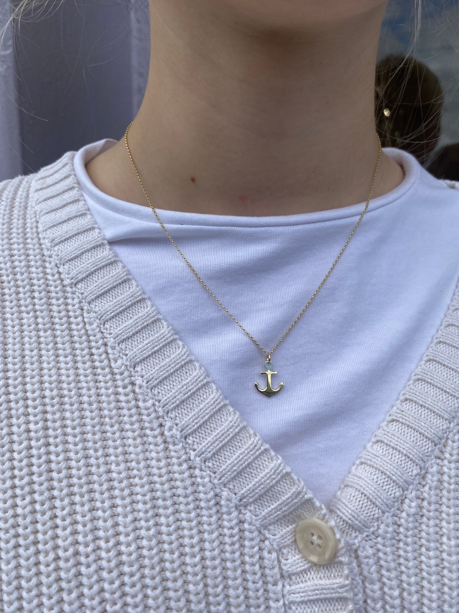 Anchor necklace; 9ct gold Anchor meaningful Necklace