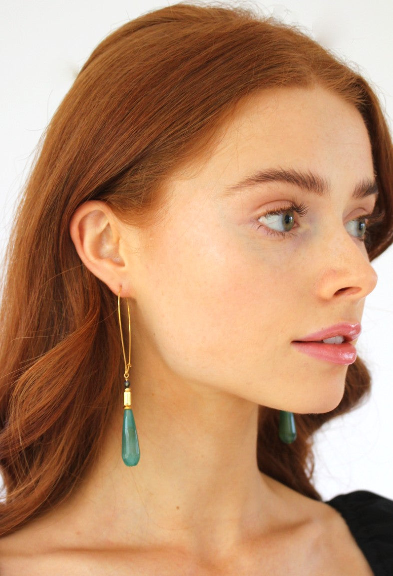 Wilde Emerald Drop Earrings Long