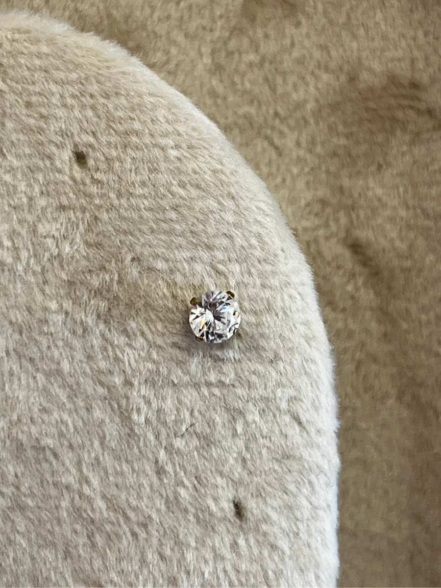 Titanium prong set top with clear CZ Silver or Gold