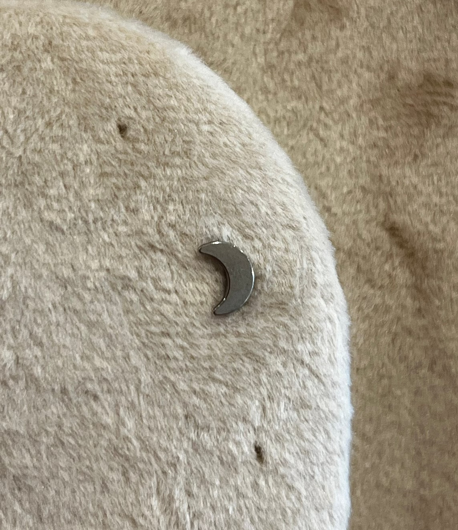 Titanium moon flat back helix stud