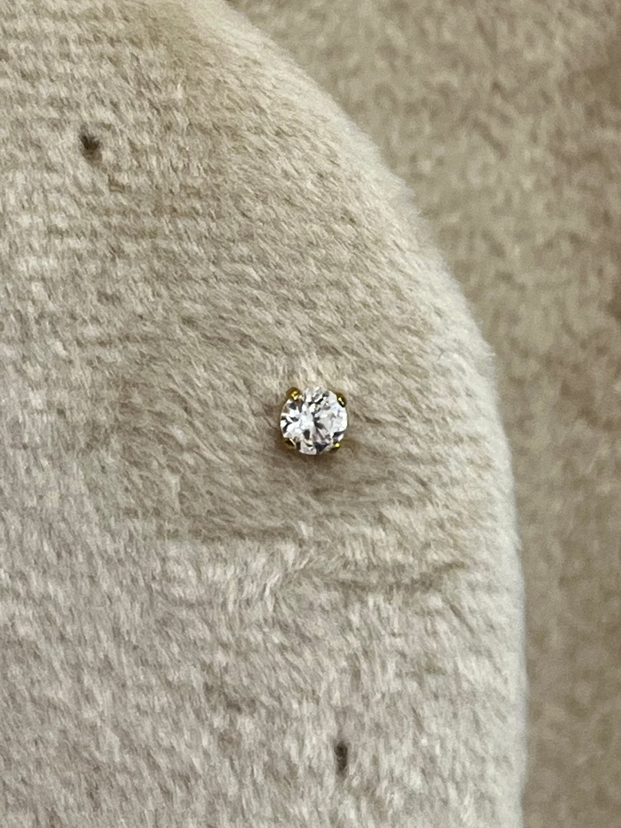 Titanium prong set top with clear CZ Silver or Gold