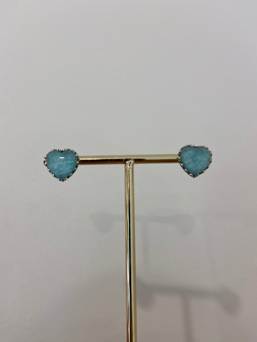 Stone Heart Stud Earring