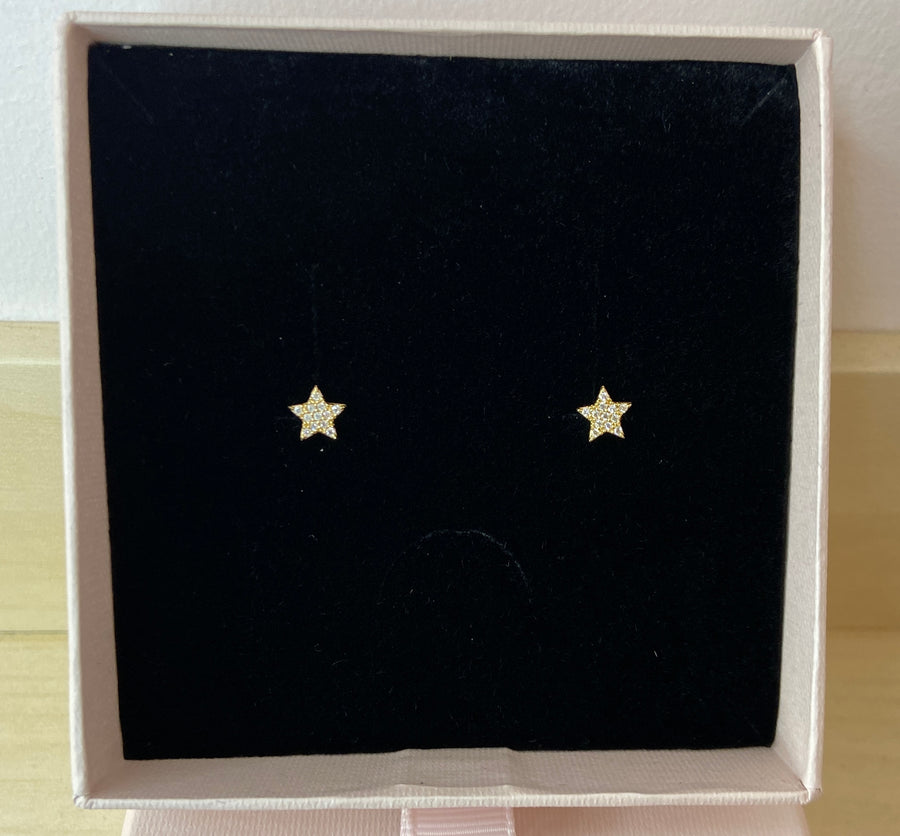 Sparkly Star 9ct Gold Earrings