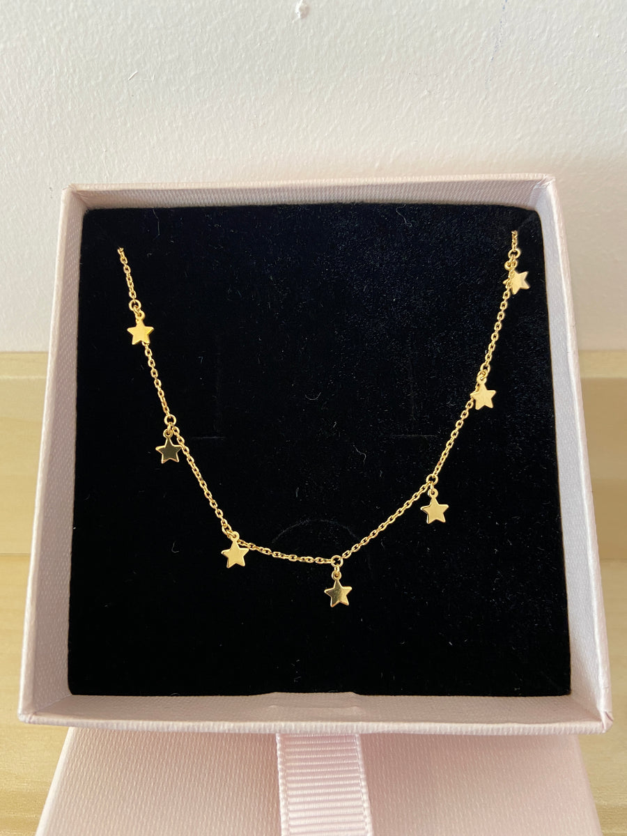Multi Stars 9ct Gold Necklace