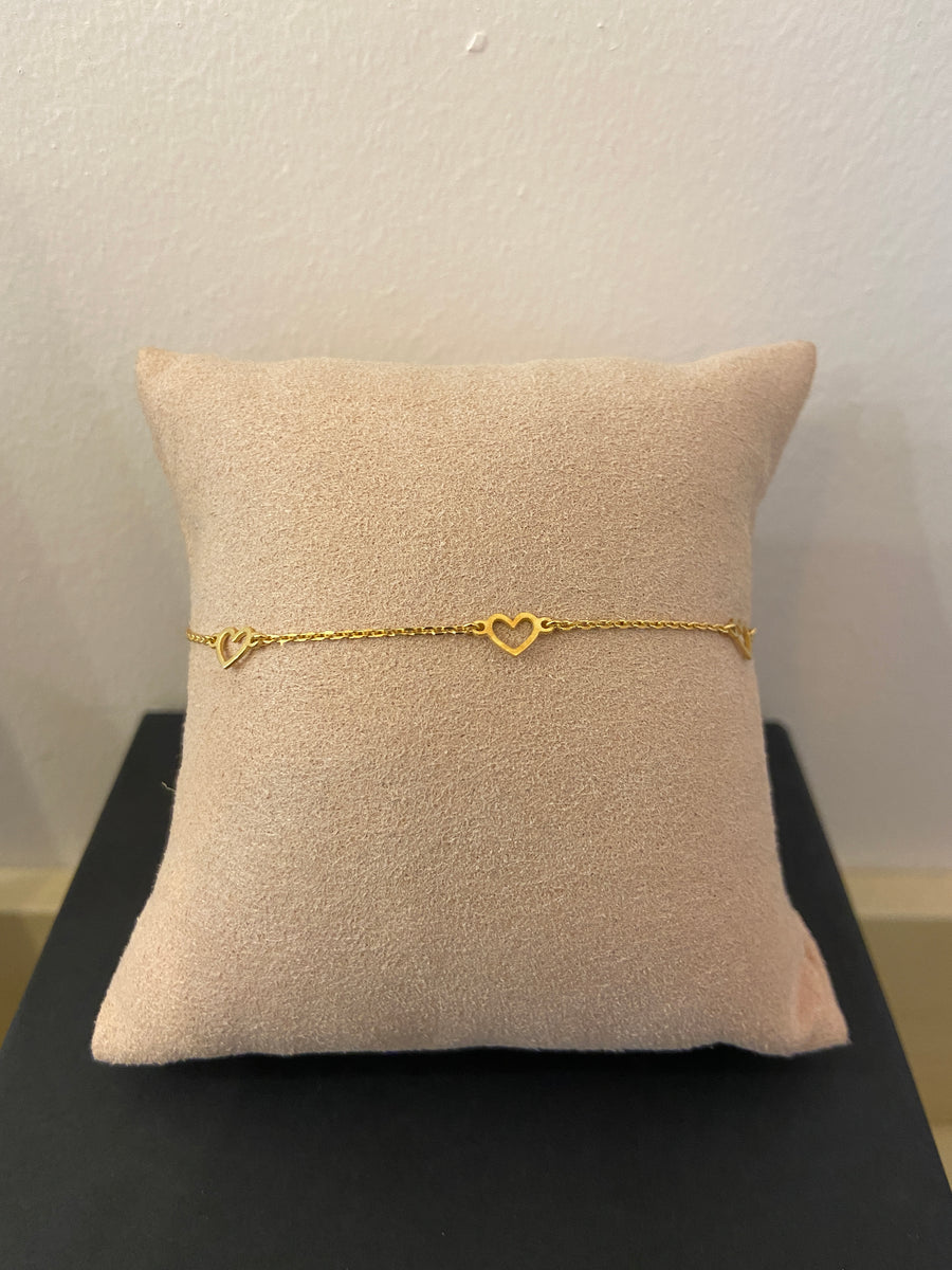 Multi Heart 9ct Gold Bracelet