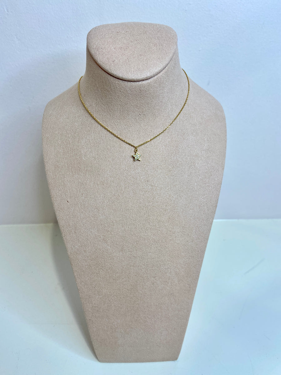 Sparkly Star 9ct Gold with CZ Stones Necklace