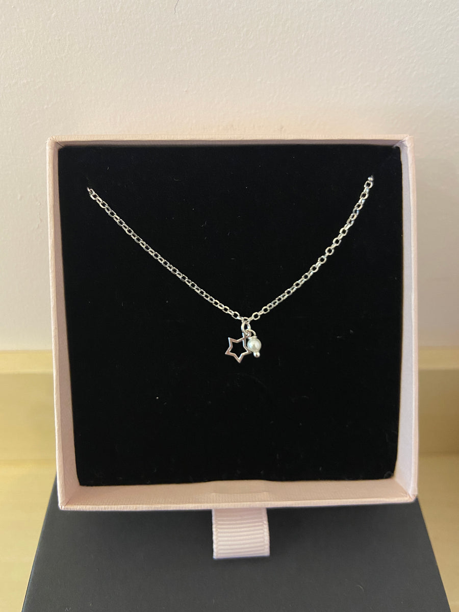Star and Pearl Sterling Silver Necklace