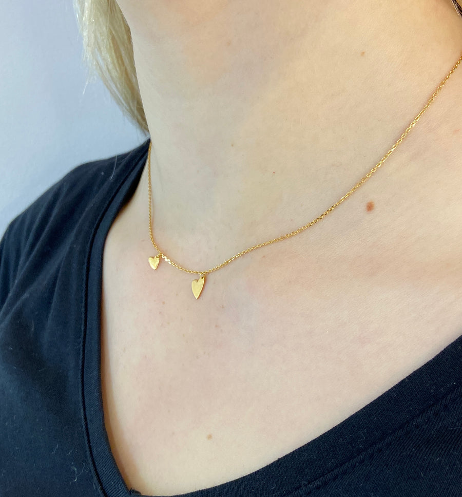 2 Heart 9ct Gold Necklace
