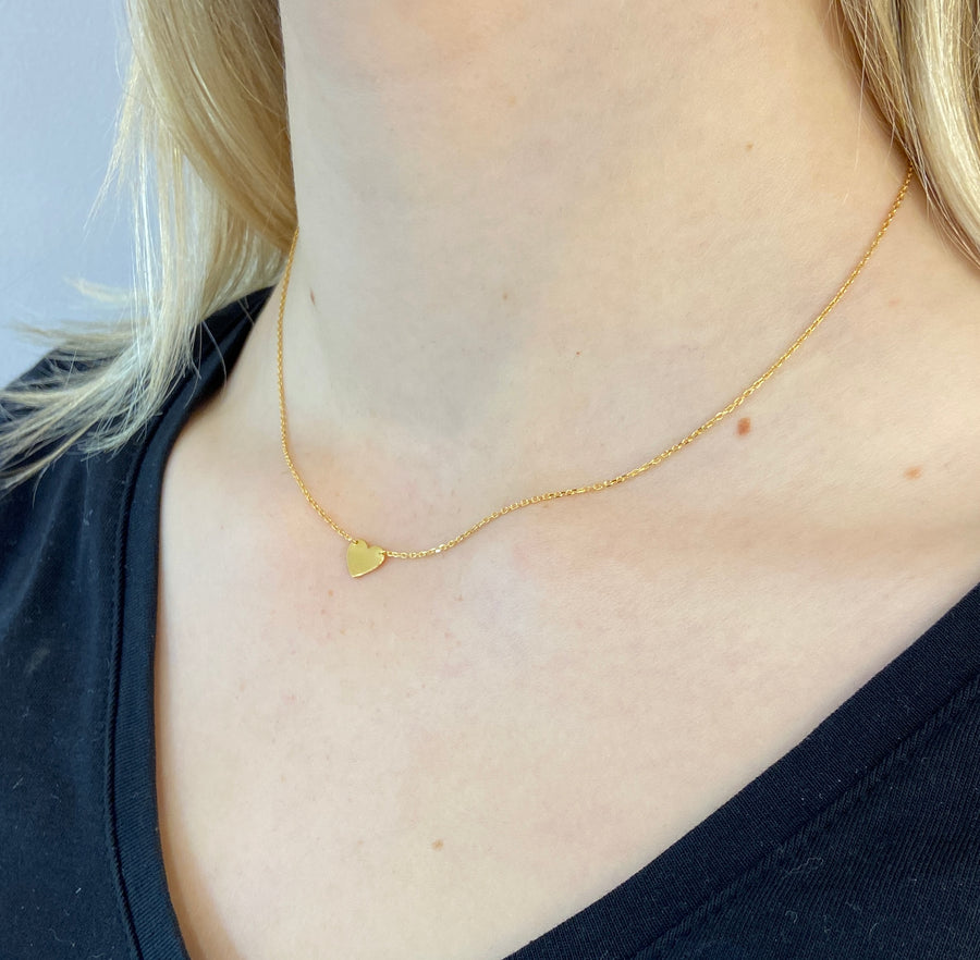 Solid Heart 9ct Gold Necklace