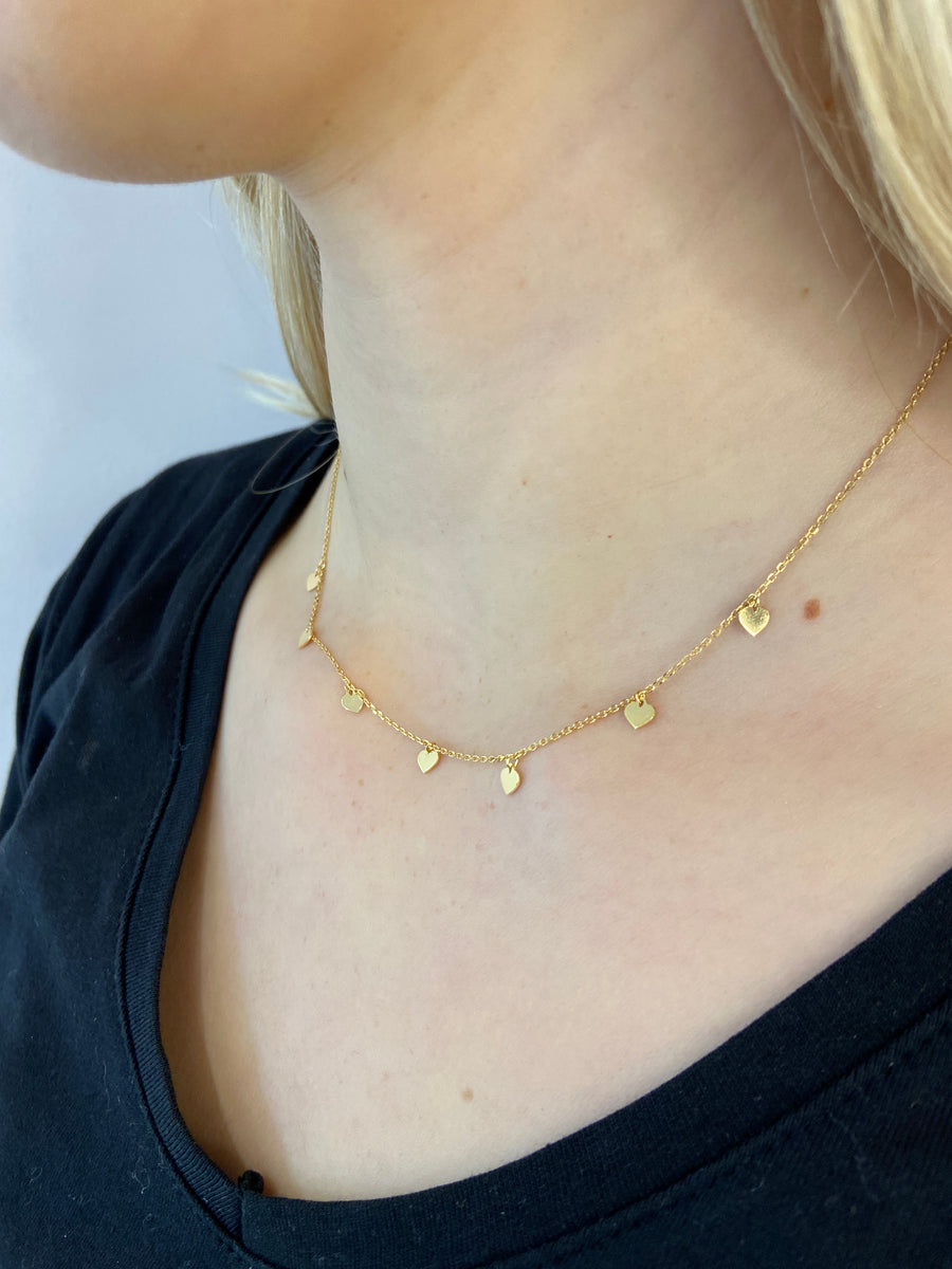 Multi Heart 9ct Gold Necklace