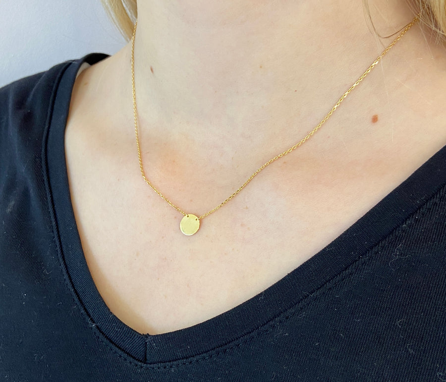 Small Disc 9ct Gold Necklace