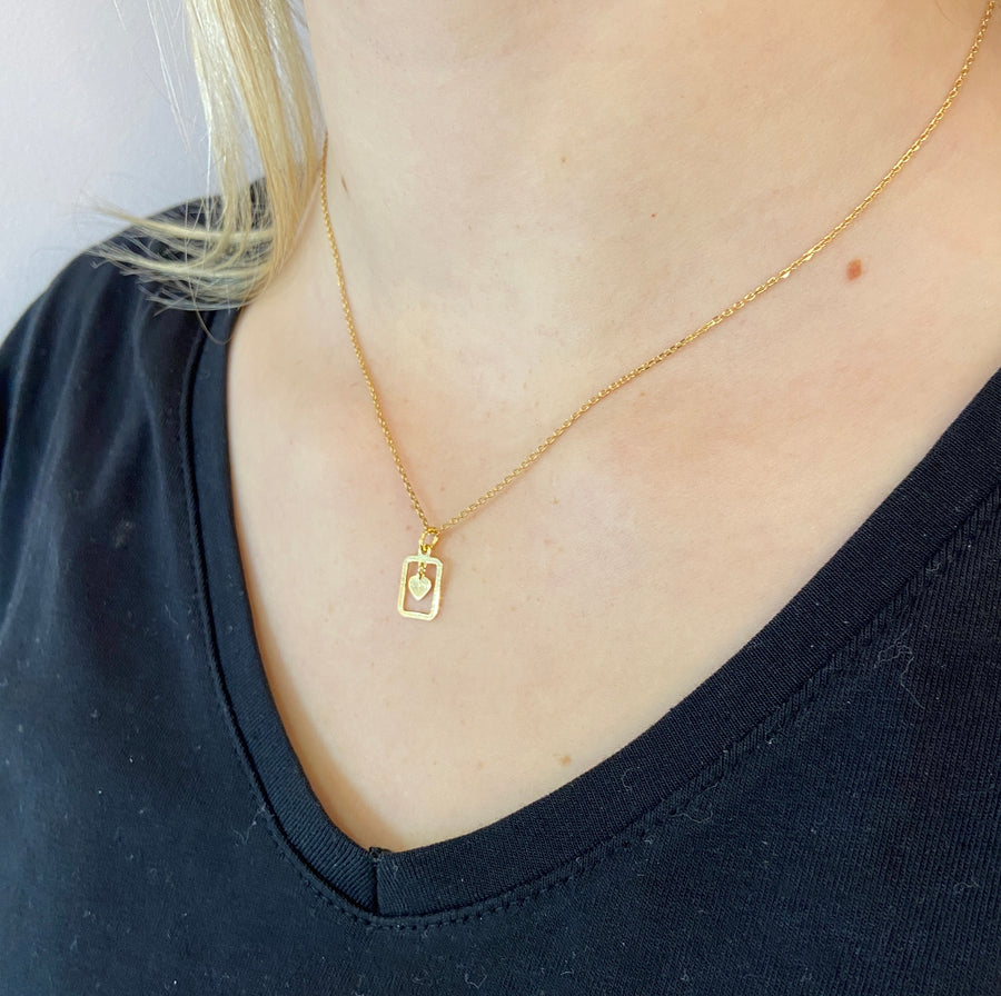 Heart in a Box 9ct Gold Necklace