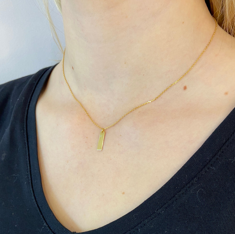 Small Tag 9ct Gold Necklace