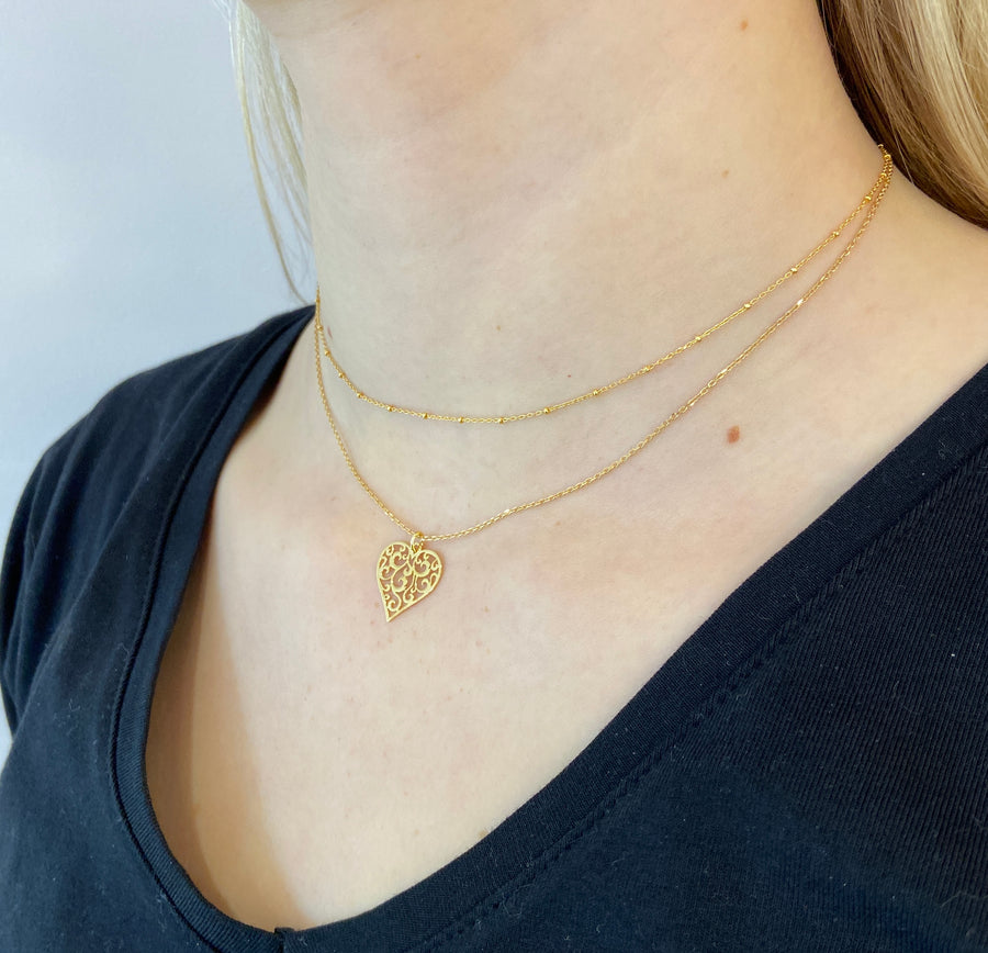 Design Heart 9ct Gold Necklace