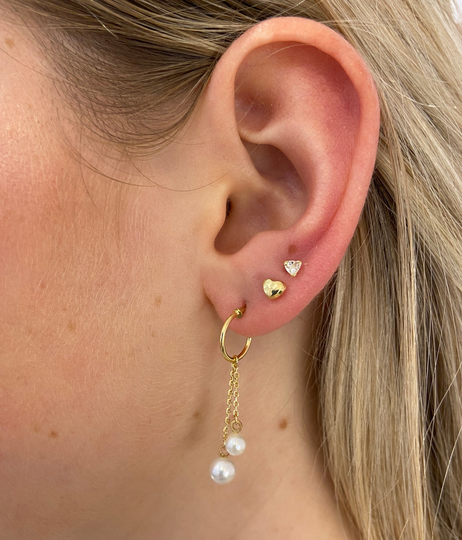 Double Chain Pearl Drop 9ct Gold Earrings