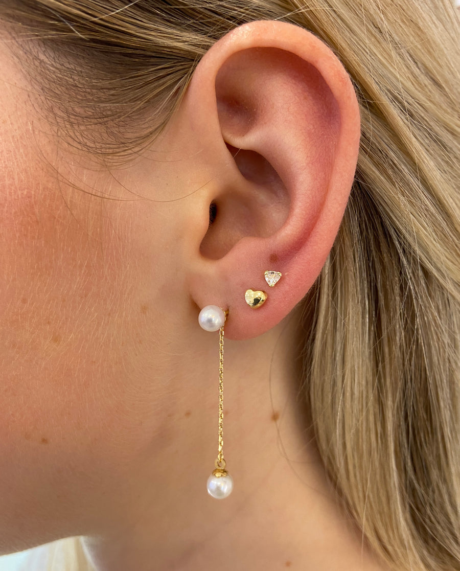 Pearl Single Chain Drop 9ct Gold Earrings