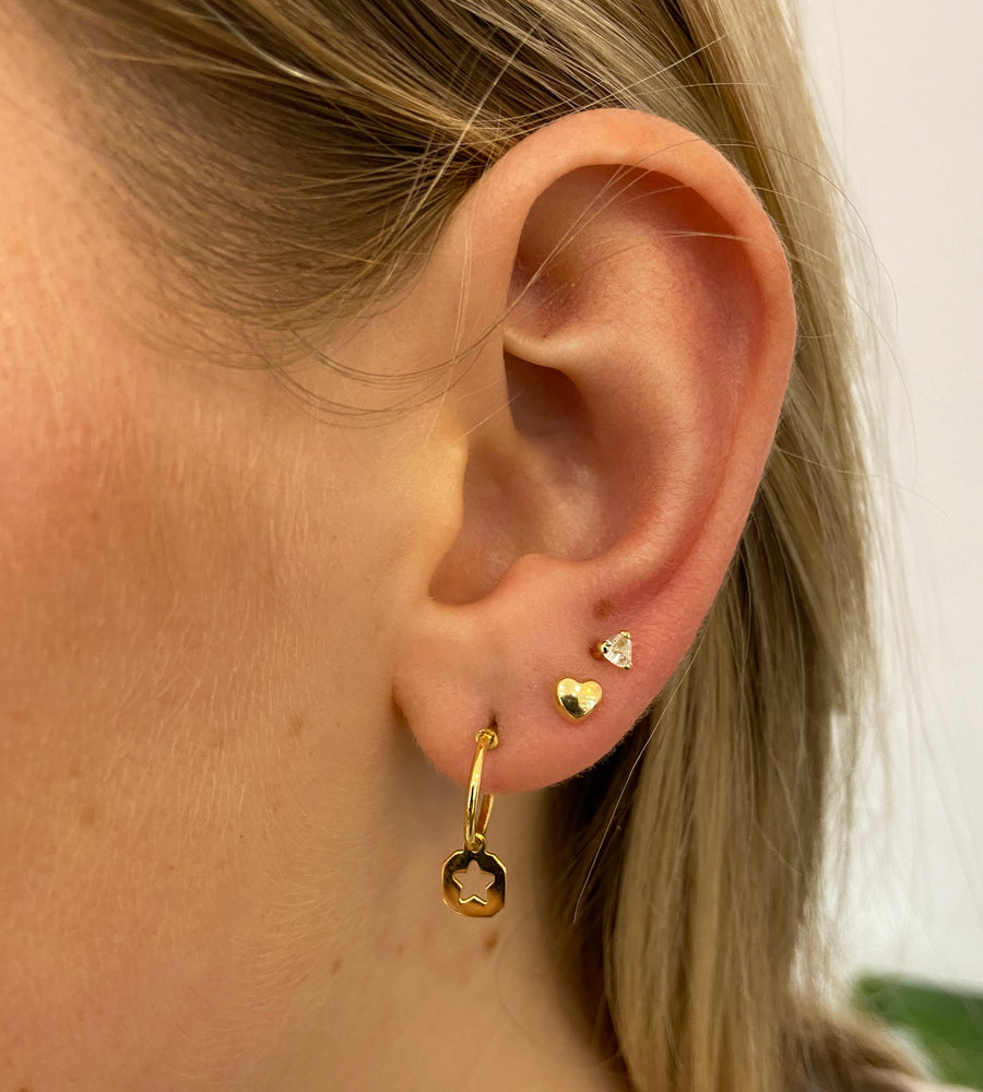 Cut-Out Star 9ct Gold Hoop Earring